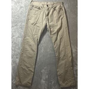 Levis 505 Jeans Mens 34x34 Beige Classic Straight Leg Casual Preppy Denim USA